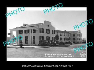 OLD LARGE HISTORIC PHOTO OF BOULDER CITY NEVADA, THE BOULDER DAM HOTEL c1934