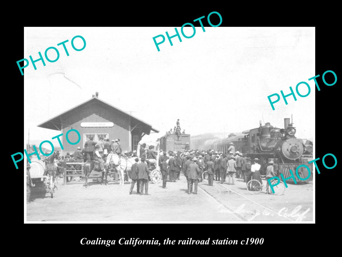 OLD LARGE HISTORIC PHOTO OF COALINGA CALIFORNIA, THE RAILROAD STATION c1900