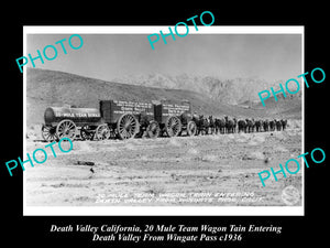 OLD LARGE HISTORIC PHOTO OF DEATH VALLEY CALIFORNIA, THE 20 MULE WAGON TEAM 1936