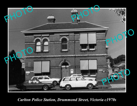 OLD LARGE HISTORIC PHOTO OF THE CARLTON POLICE STATION, DRUMMOND ST, VIC 1970s