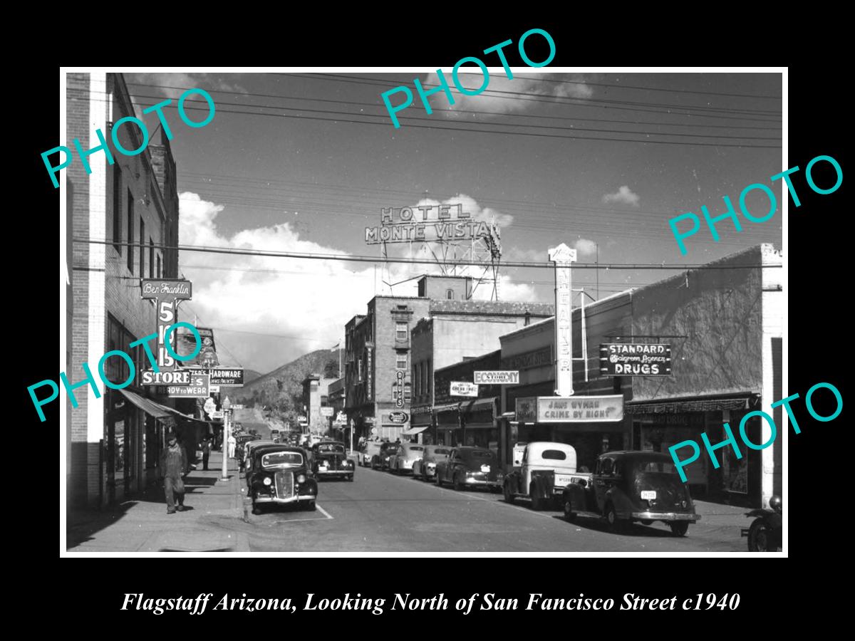 OLD LARGE HISTORIC PHOTO OF FLAGSTAFF ARIZONA, VIEW OF SAN FANCISCO St c1940