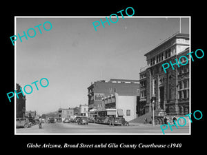 OLD LARGE HISTORIC PHOTO OF GLOBE ARIZONA, VIEW OF BROAD STREET c1940