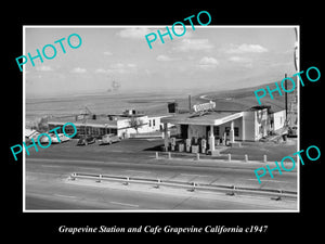 OLD LARGE HISTORIC PHOTO OF GRAPEVINE CALIFORNIA, GRAPEVINE SERVICE STATION 1947