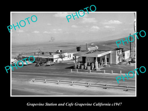 OLD LARGE HISTORIC PHOTO OF GRAPEVINE CALIFORNIA, GRAPEVINE SERVICE STATION 1947