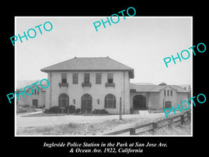 OLD LARGE HISTORIC PHOTO OF INGLESIDE CALIFORNIA, VIEW OF POLICE STATION c1922