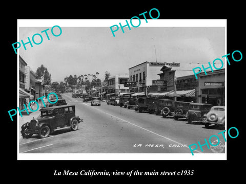 OLD LARGE HISTORIC PHOTO OF LA MESA CALIFORNIA, VIEW OF THE MAIN STREET c1935