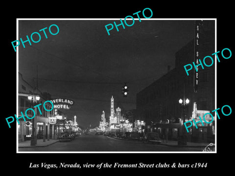 OLD LARGE HISTORIC PHOTO OF LAS VEGAS NEVADA, FREMONT ST CLUBS & BARS c1944