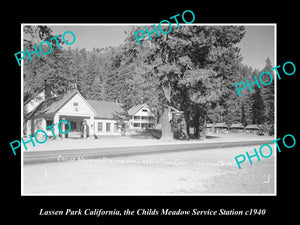 OLD LARGE HISTORIC PHOTO OF LASSEN PARK CALIFORNIA, SHELL SERVICE STATION c1940