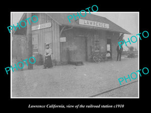 OLD LARGE HISTORIC PHOTO OF LAWRENCE CALIFORNIA, THE RAILROAD STATION c1910