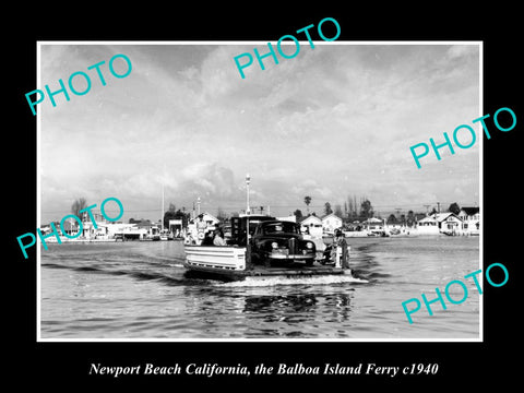 OLD LARGE HISTORIC PHOTO OF NEWPORT BEACH CALIFORNIA, BALBOA ISLAND FERRY 1940