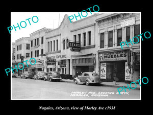 OLD LARGE HISTORIC PHOTO OF NOGALES ARIZONA, VIEW OF MORLEY Ave c1938