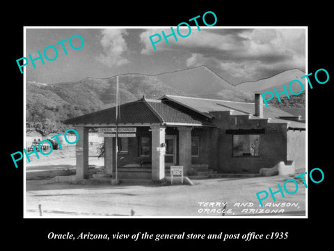 OLD LARGE HISTORIC PHOTO OF ORACLE ARIZONA, THE POST OFFICE & STORE c1935