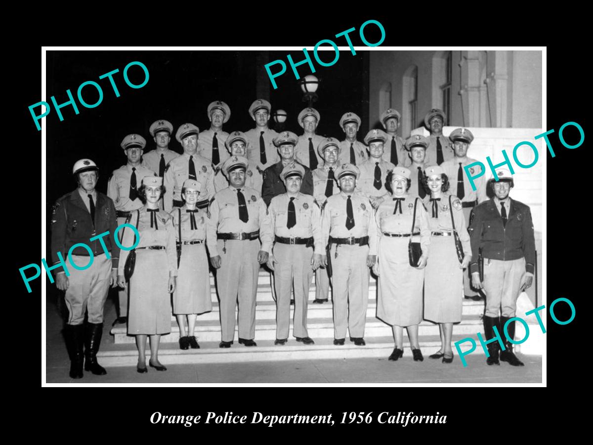 OLD LARGE HISTORIC PHOTO OF ORANGE CALIFORNIA, POLICE DEPARTMENT CREW 1956