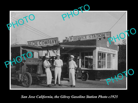 OLD LARGE HISTORIC PHOTO OF SAN JOSE CALIFORNIA, STANDARD OIL GAS STATION c1925