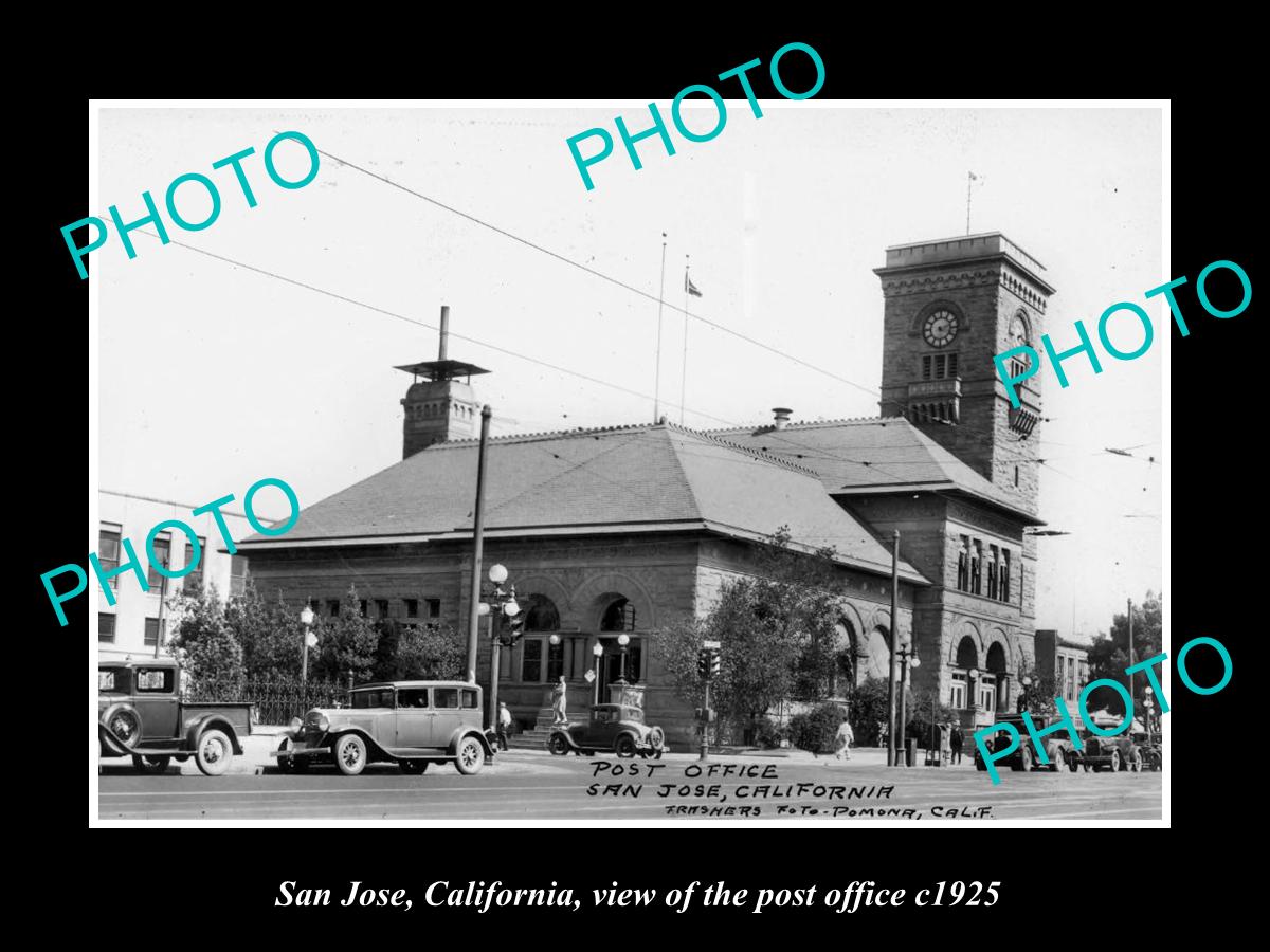 OLD LARGE HISTORIC PHOTO OF SAN JOSE CALIFORNIA, THE POST OFFICE c1925