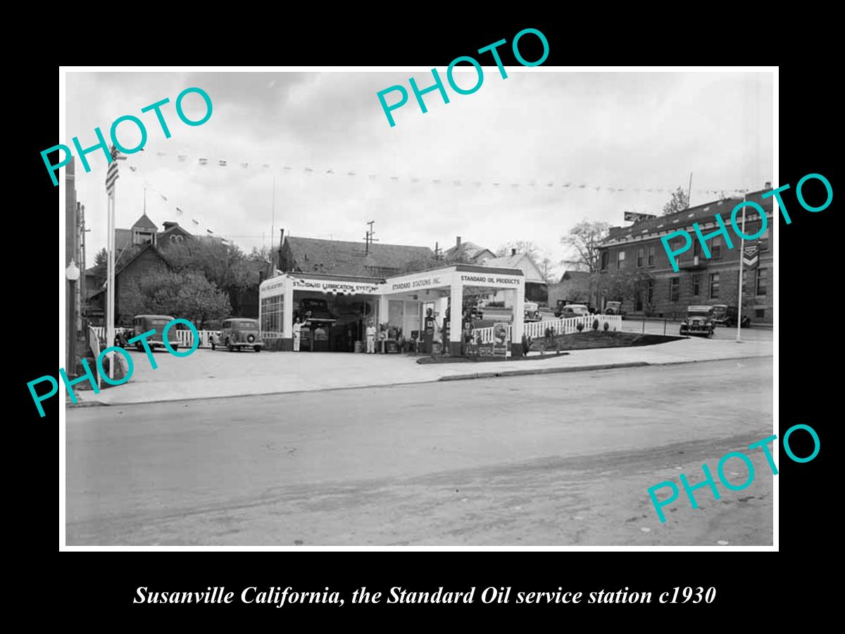 OLD LARGE HISTORIC PHOTO OF SUSANVILLE CALIFORNIA, STANDARD OIL GAS STATION 1930