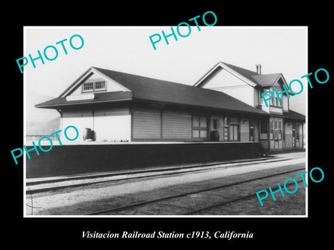 OLD LARGE HISTORIC PHOTO OF VISITACION CALIFORNIA, THE RAILROAD STATION c1913