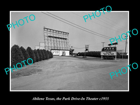 OLD LARGE HISTORIC PHOTO OF ABILENE TEXAS, THE PARK DRIVE IN THEATER c1955