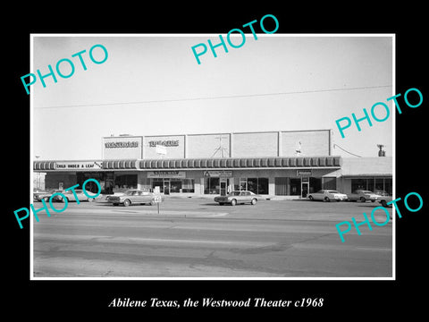 OLD LARGE HISTORIC PHOTO OF ABILENE TEXAS, VIEW OF THE WESTWOOD THEATER 1968