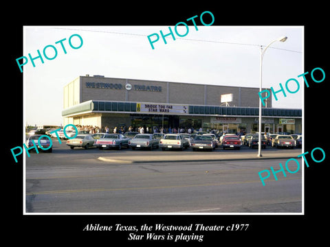 OLD LARGE HISTORIC PHOTO OF ABILENE TEXAS, THE WESTWOOD THEATER 1977, STAR WARS