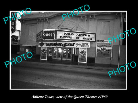 OLD LARGE HISTORIC PHOTO OF ABILENE TEXAS, VIEW OF THE QUEEN THEATER 1960s 2