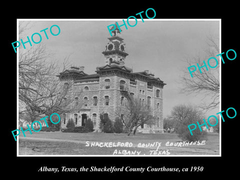 OLD LARGE HISTORIC PHOTO OF ALBANY TEXAS, SHACKELFORD COUNTRY COURT HOUSE 1950