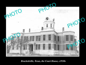 OLD LARGE HISTORIC PHOTO OF BRACKETTVILLE TEXAS, THE COUNTY COURT HOUSE c1930