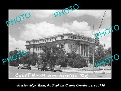 OLD LARGE HISTORIC PHOTO OF BRECKENRIDGE TEXAS, STEPHENS COUNTY COURT HOUSE 1950