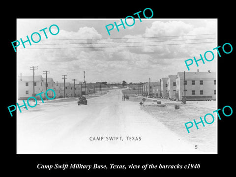 OLD LARGE HISTORIC PHOTO OF CAMP SWIFT US ARMY BASE, TEXAS, THE BARRACKS c1940