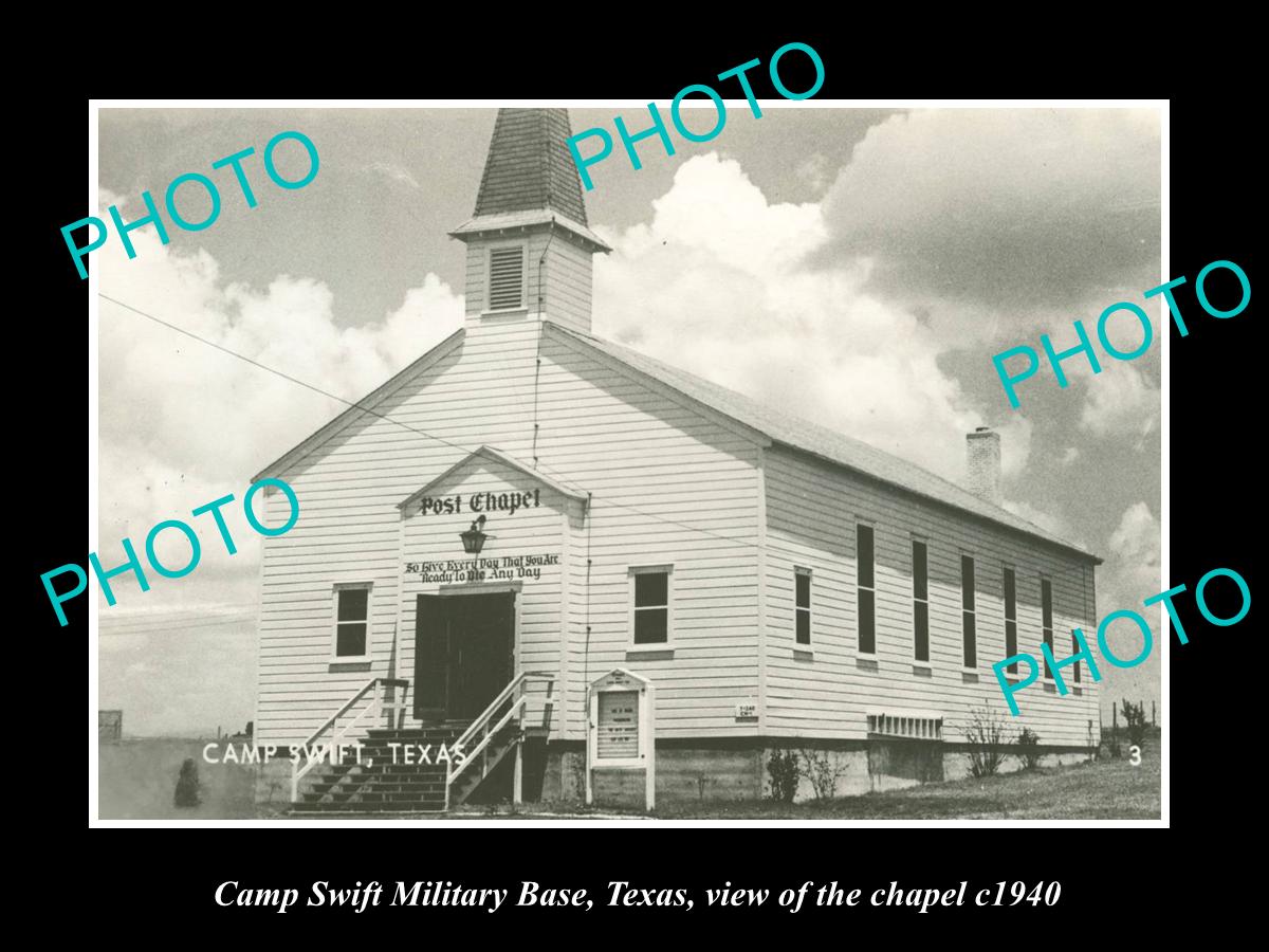 OLD LARGE HISTORIC PHOTO OF CAMP SWIFT US ARMY BASE, TEXAS, THE CHAPEL c1940