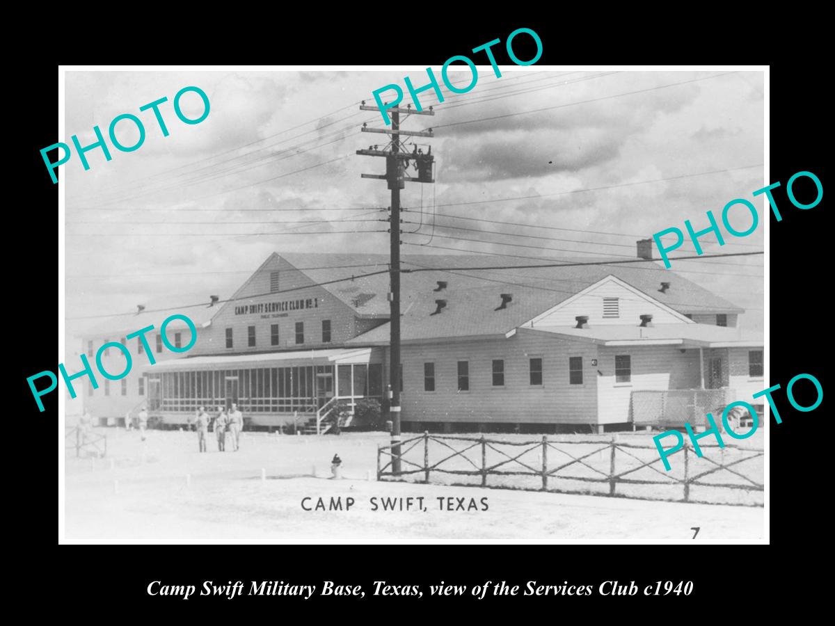 OLD LARGE HISTORIC PHOTO OF CAMP SWIFT US ARMY BASE, TEXAS, SERVICES CLUB c1940