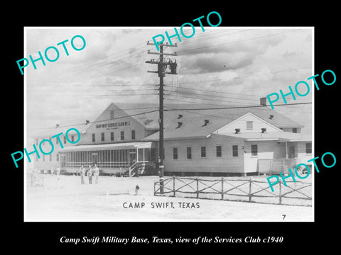 OLD LARGE HISTORIC PHOTO OF CAMP SWIFT US ARMY BASE, TEXAS, SERVICES CLUB c1940