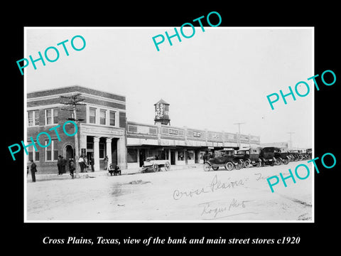 OLD LARGE HISTORIC PHOTO OF CROSS PLAINS TEXAS, VIEW OF MAIN STREET SHOPS c1920