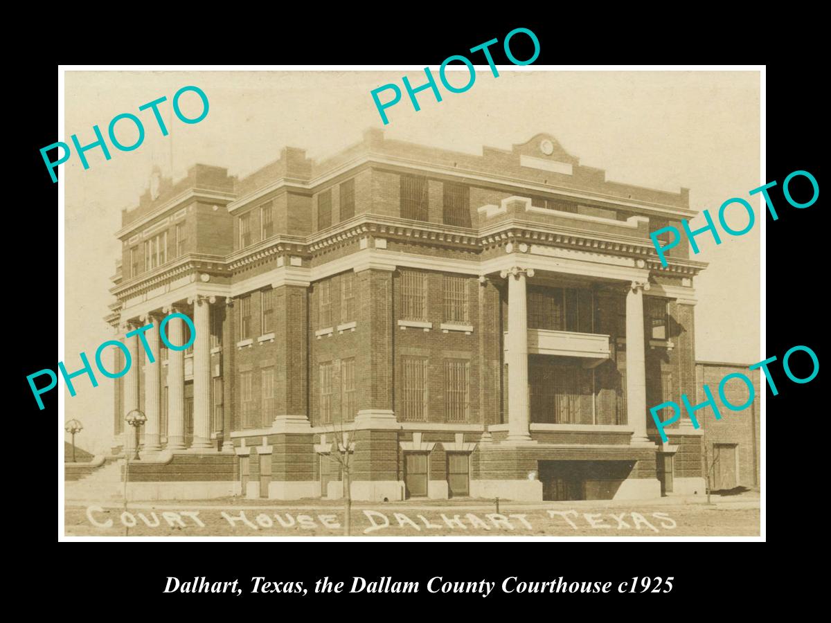 OLD LARGE HISTORIC PHOTO OF DALHART TEXAS, DALLAM COUNTY COURT HOUSE c1925