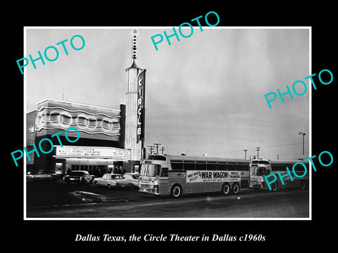 OLD LARGE HISTORIC PHOTO OF DALLAS TEXAS, VIEW OF THE CIRCLE THEATER c1960s