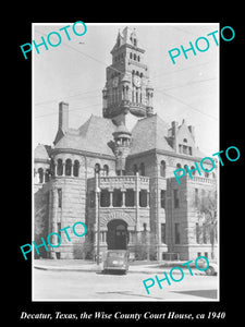 OLD LARGE HISTORIC PHOTO OF DECATUR TEXAS, THE WISE COUNTY COURT HOUSE c1940