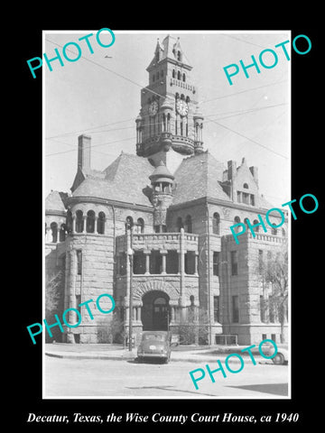 OLD LARGE HISTORIC PHOTO OF DECATUR TEXAS, THE WISE COUNTY COURT HOUSE c1940