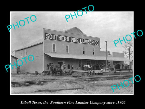 OLD LARGE HISTORIC PHOTO OF DILBOLL TEXAS, SOUTHERN PINE LUMBER Co STORE c1900