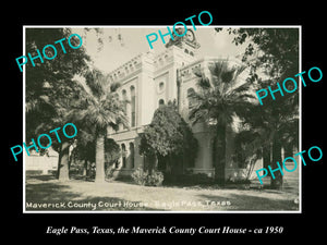 OLD LARGE HISTORIC PHOTO OF EAGLE PASS TEXAS, MAVERICK COUNTY COURT HOUSE c1950