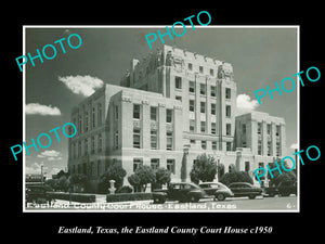 OLD LARGE HISTORIC PHOTO OF EASTLAND TEXAS, EASTLAND COUNTY COURT HOUSE c1950