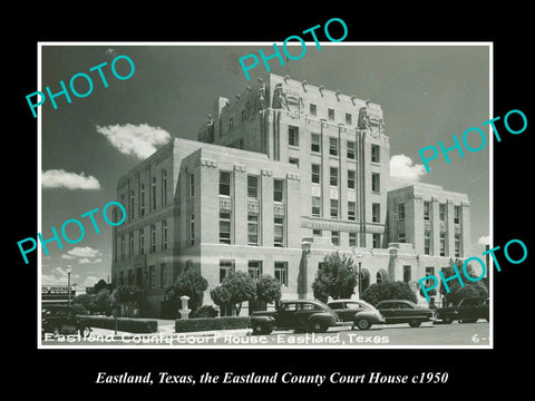 OLD LARGE HISTORIC PHOTO OF EASTLAND TEXAS, EASTLAND COUNTY COURT HOUSE c1950