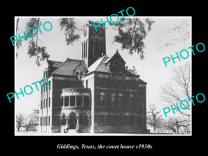 OLD LARGE HISTORIC PHOTO OF GIDDINGS TEXAS, THE COUNTY COURT HOUSE c1930