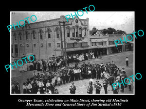 OLD LARGE HISTORIC PHOTO OF GRANGER TEXAS, VIEW OF THE MAIN STREET c1910