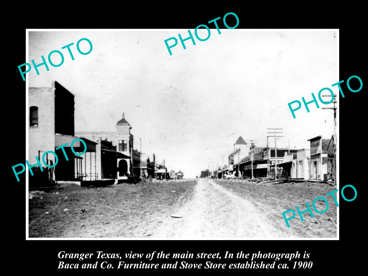 OLD LARGE HISTORIC PHOTO OF GRANGER TEXAS, VIEW OF THE MAIN STREET c1900