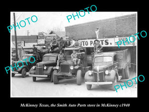 OLD LARGE HISTORIC PHOTO OF McKINNEY TEXAS, THE SMITHS AUTO PARTS STORE c1940