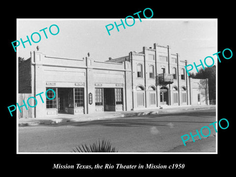 OLD LARGE HISTORIC PHOTO OF MISSON TEXAS, VIEW OF THE RIO THEATER c1950