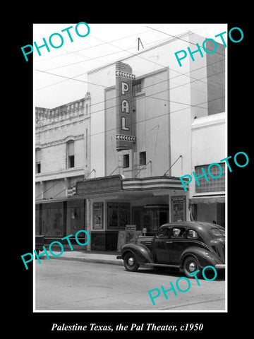 OLD LARGE HISTORIC PHOTO OF PALESTINE TEXAS, VIEW OF THE PAL THEATER c1950