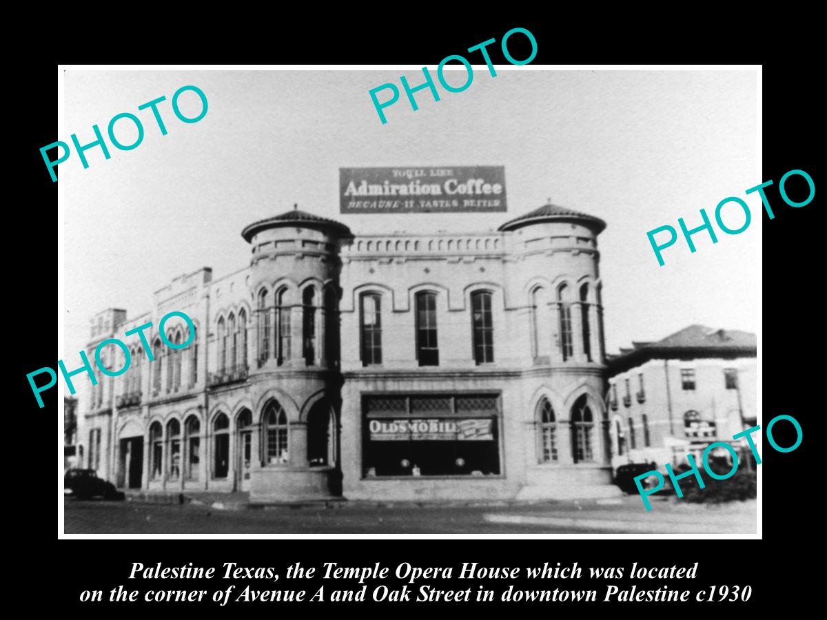 OLD LARGE HISTORIC PHOTO OF PALESTINE TEXAS, VIEW OF TEMPLE OPERA HOUSEc1930