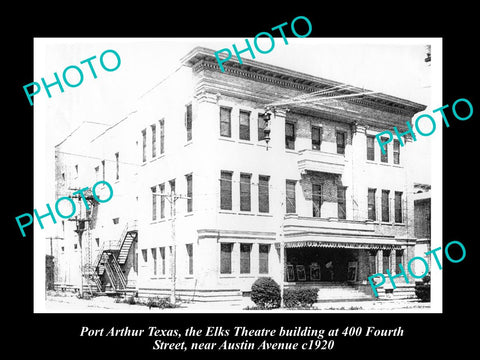 OLD LARGE HISTORIC PHOTO OF PORT ARTHUR TEXAS, VIEW OF THE ELKS THEATER c1920