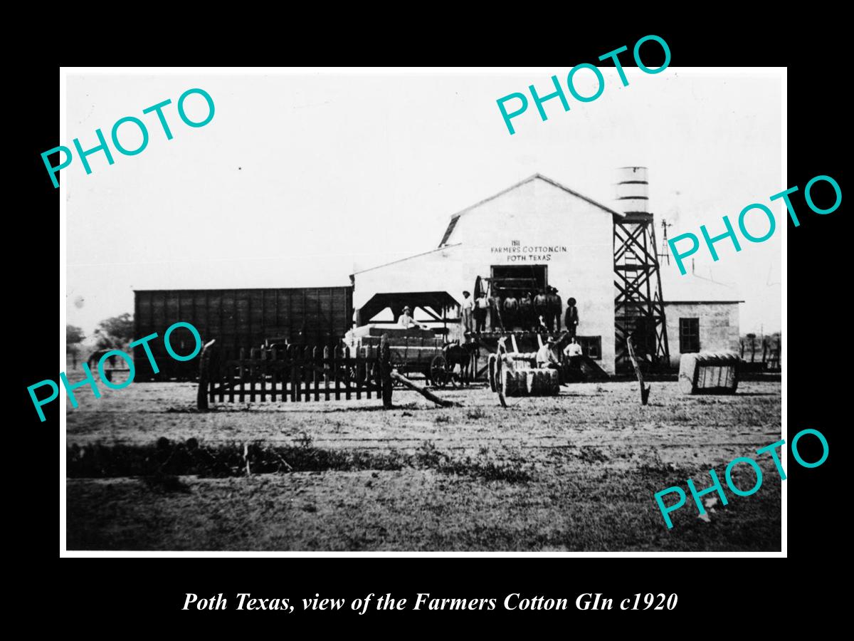 OLD LARGE HISTORIC PHOTO OF POTH TEXAS, VIEW OF THE FARMERS COTTON GIN c1920